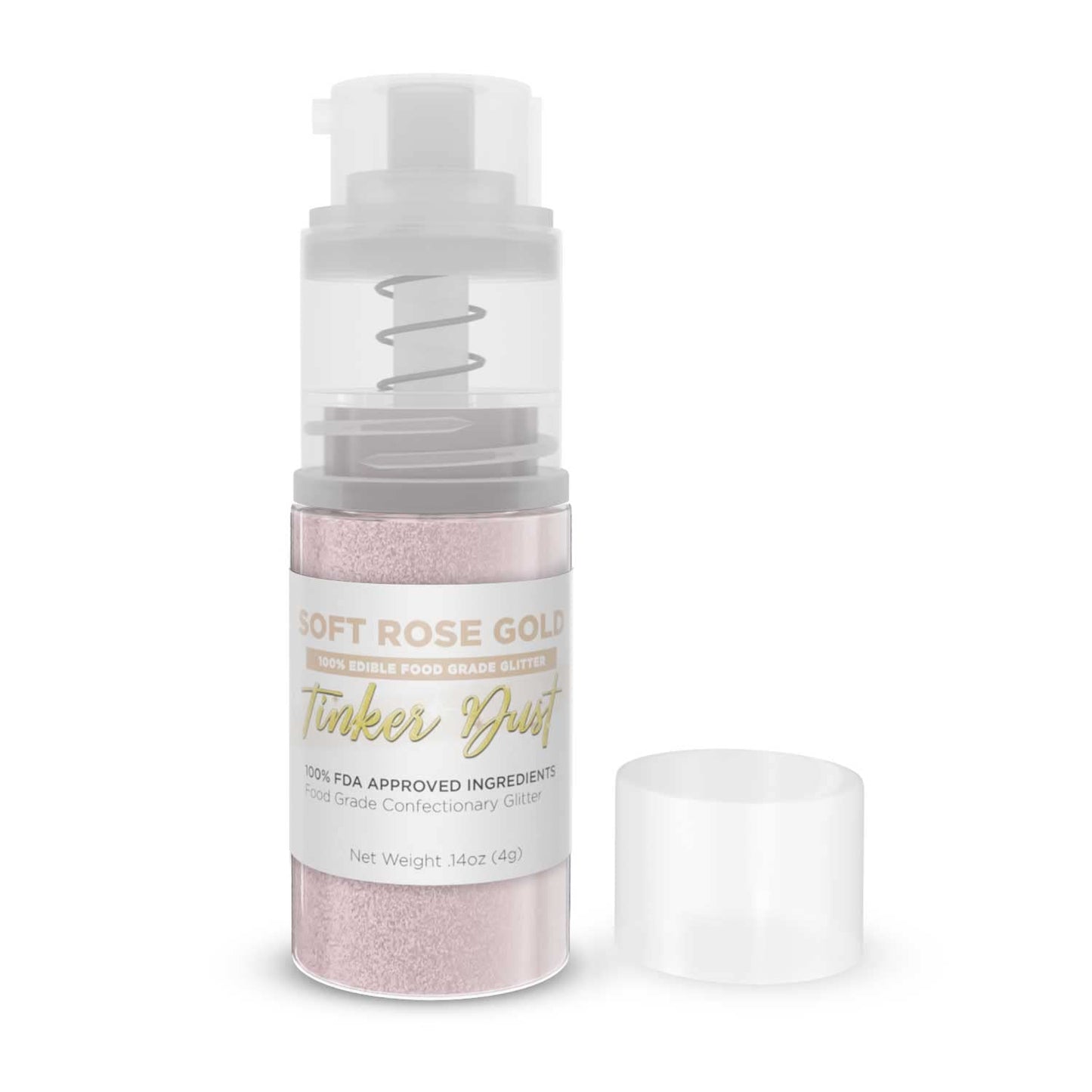 Tinker Dust - Soft Rose Gold (4G, 1X Mini Pump) Edible Glitter For Desserts, Beverages, Cupcakes, Cake Pops And Cookies By Bakel