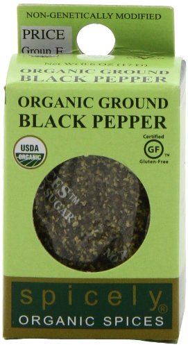 Spicely Organic Pepper Ground, Black, 0.6 Ounce (Pack of 6)
