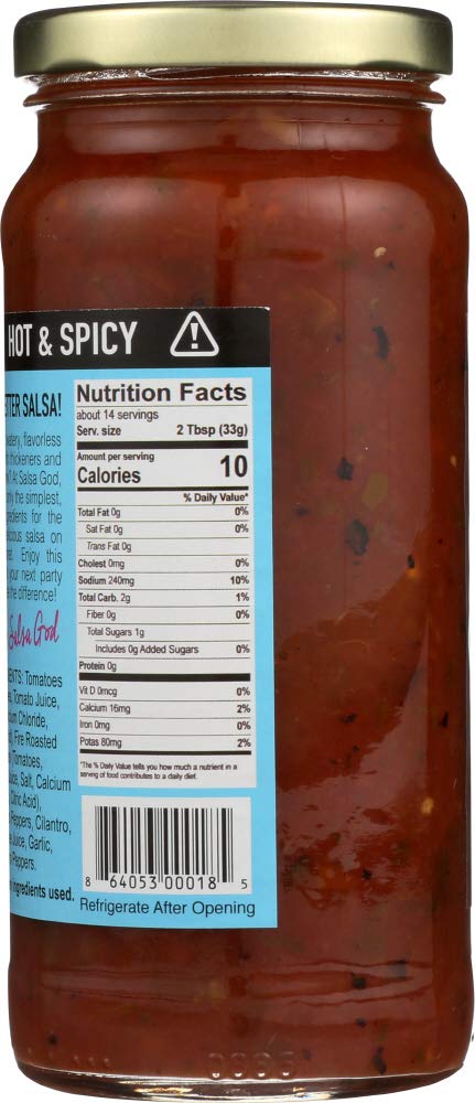 Salsa God Hot Fire Roasted Red Salsa, 16 Oz