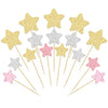 Gyufise 42Pcs Star Cupcake Toppers Gold Silver Pink Glitter Assembled Twinkle Star Cupcake Picks Wedding Engagement Bridal Showe