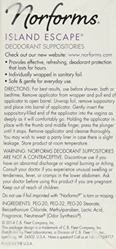 Norforms Feminine Deodorant Suppositories - Island Escape - 12 Ct