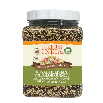 Pride Of India - Pack Of 6 - Natural Three Color Quinoa - 100% Royal Bolivian Superior Grade Protein Rich Whole Grain, 1.25 Poun