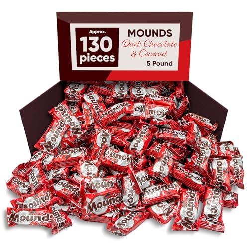Mounds Dark Chocolate And Coconut - Bulk Candy - 5 Pounds Bag Approximately 130 Candy Mounds - Chocolate Candy, Christmas Candy