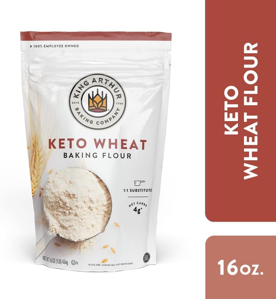 King Arthur, Keto Wheat Flour Blend, Non-GMO Project Verified, 1-to-1 Substitute for All- Purpose Flour, 16 Ounce (Pack of 4)