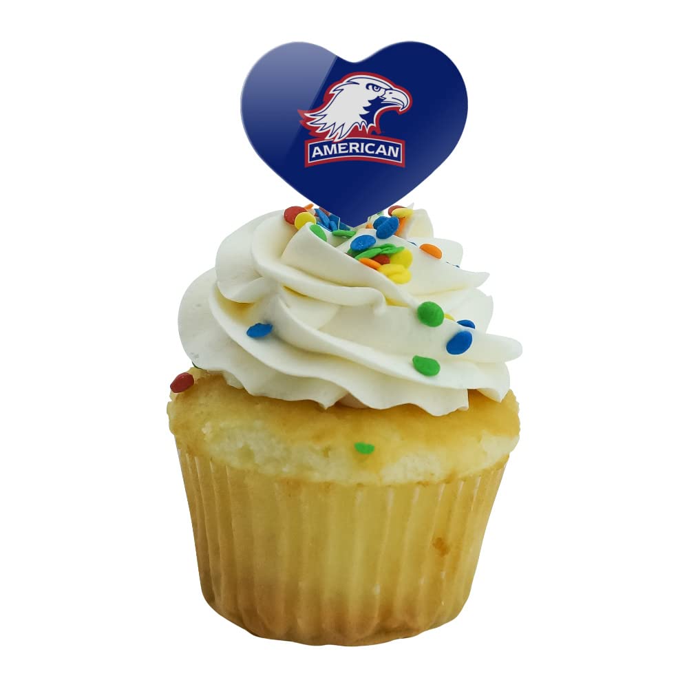GRAPHICS & MORE Cupcake Picks Set of 6, Acrylic Decoration Toppers, American University Heart Love Design