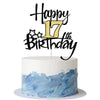 Kaoenla Black Gold Glitter Happy 17th Birthday Cake Topper - Hello 17/Cheers17,Happy seventeen Birthday Anniversary,17 years old