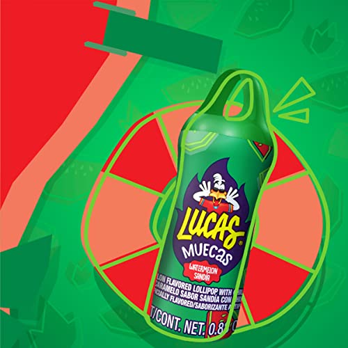 Lucas Muecas Lollipop Watermelon Flavor Candy, 0.88oz - 10 Pieces Pack (Pack of 3)