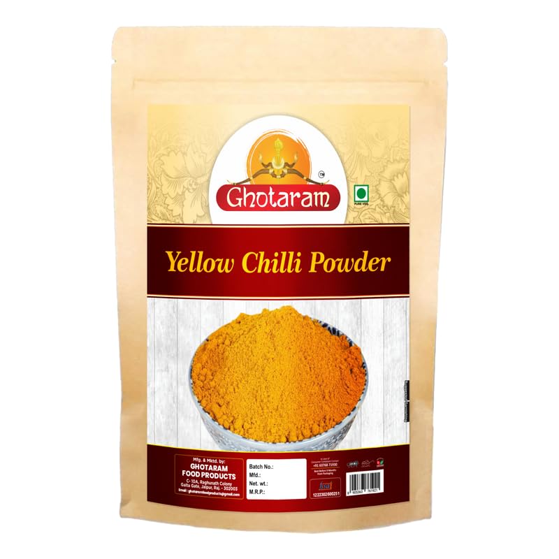 Ghotaram Nagaland Chilli Yellow Chilli Powder, Peeli Mirch Powder, Extremely Hot Chilli Powder Peesi Peeli Mirch Powder, Pili Mi
