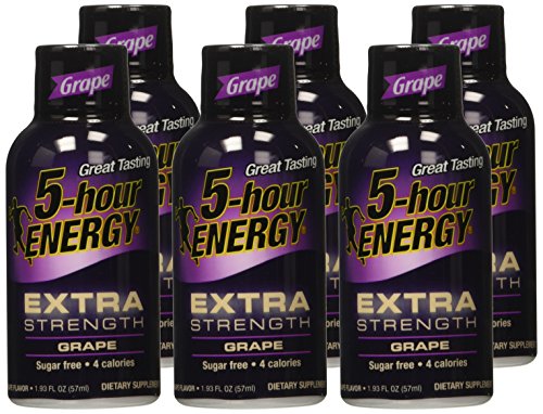 5 Hour Energy Drink Shot, Extra Strength Grape, 1.93 Fl Oz (Pack Of 6)