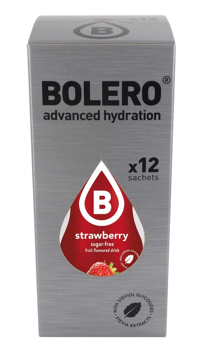 Bolero- Sugar Free Drink Mix Packets Strawberry Fruit Flavors | Powdered Flavored Water Packets | 12 Large Sachet On The Go Packets