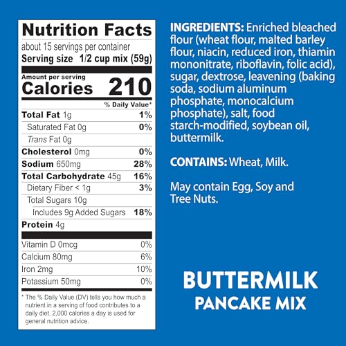 Krusteaz Light and Fluffy Buttermilk Complete Pancake Mix, Waffle and Pancake Mix, Just Add Water, 32 oz Box