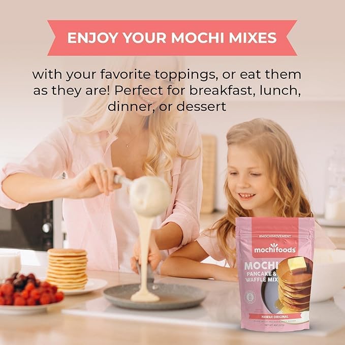 Mochi Foods Mochi Pancake Mix - Light & Fluffy 52.8 oz - Irresistible Chewiness for Elevating Breakfast