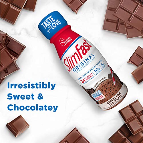 SlimFast Meal Replacement Shake, Original Creamy Milk Chocolate, 10g of Ready to Drink Protein for Weight Loss, 11 Fl. Oz Bottle