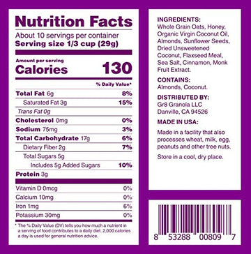 Gr8Nola The Original - Healthy, Low Sugar Granola Cereal - Made With Superfoods, Whole Almonds, Honey, Cinnamon And Flaxseed, So