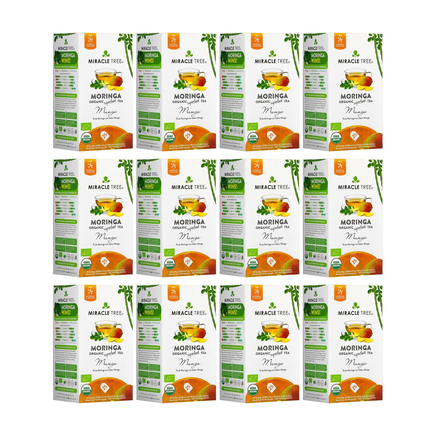 Organic Moringa Tea - Mango - Caffeine-Free Herbal Tea