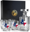 Texas Flag Decanter Whiskey Glass Gift Set - 5 Piece Set