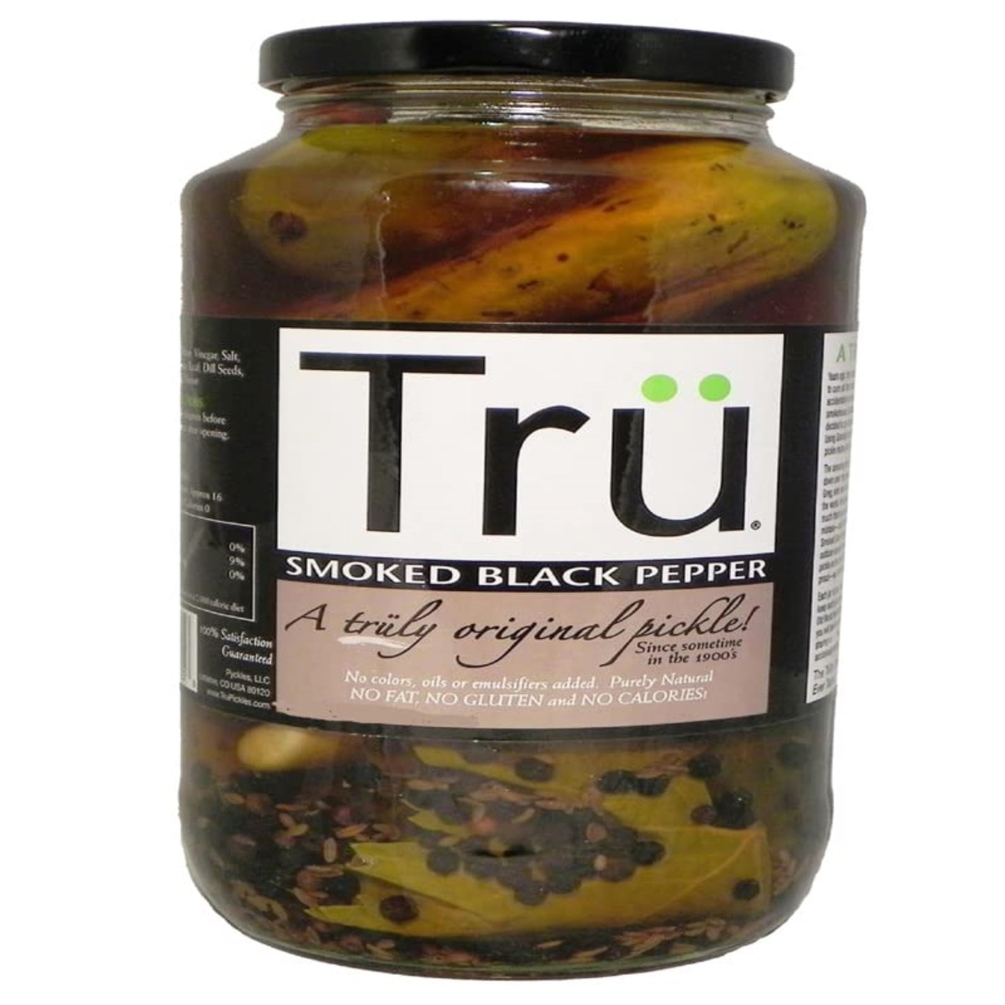 Tru Pickles Smoked Black Pepper Pickles Jar, 24 oz, Pack of 6, Plastic, Model 3701