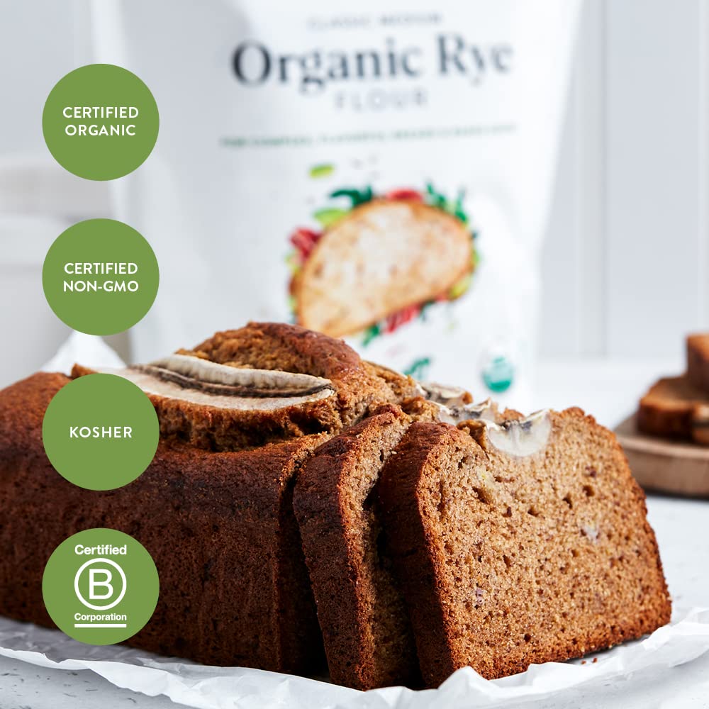 King Arthur Flour Organic Medium Rye Flour for complex Flavorful Breads & Baked goods, 100% Organic Non-gMO Project Verified, 3