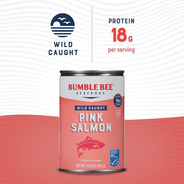 Bumble Bee Canned Pink Salmon, 14.75 Oz Can - Premium Wild Caught Salmon With Skin & Bones - 18G Protein Per Serving - Msc Certified Sustainable Seafood, Non-Gmo, Gluten Free, Kosher