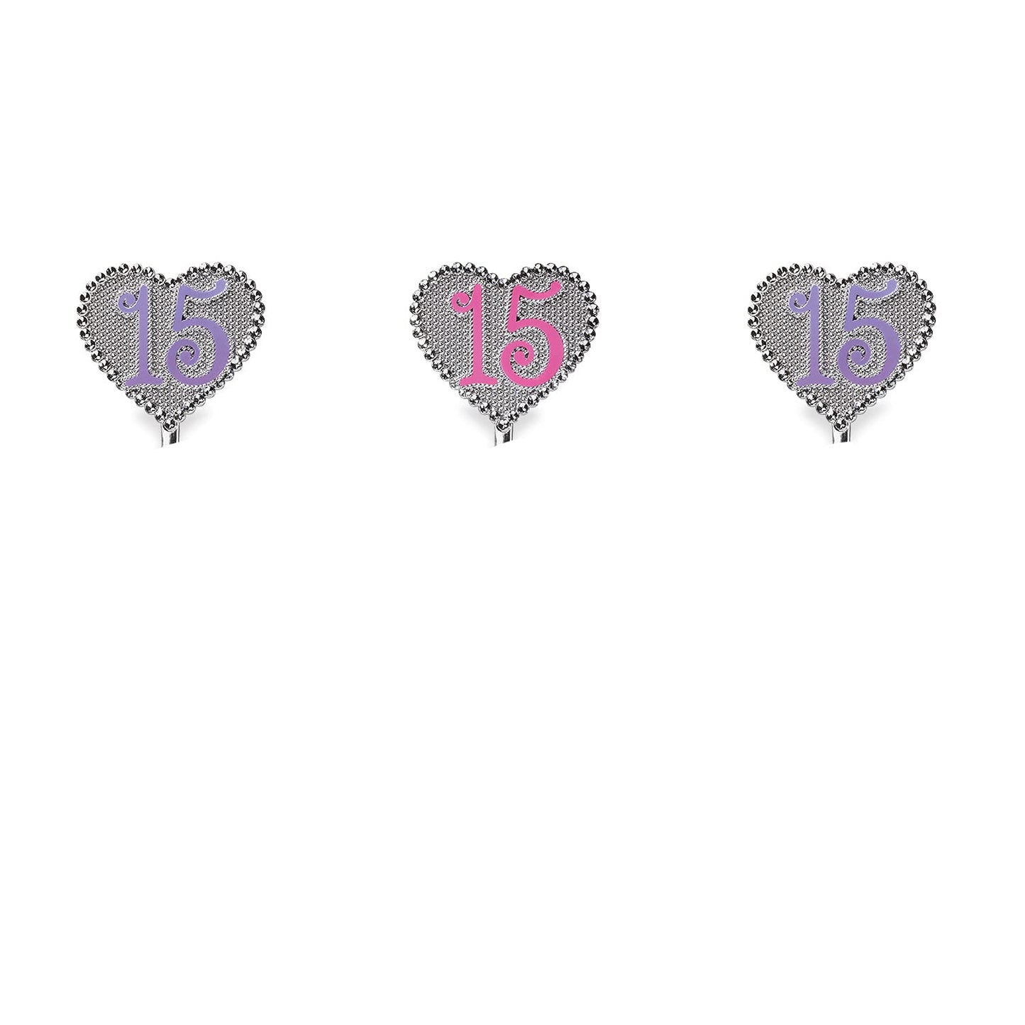 Decopac La Quinceaera Pink And Purple 15 Cake Picks, 24-Pack, Cupcake Topper, Reusable Decorations For Cakes, Cupcakes And Ot