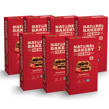 Natures Bakery Whole Wheat Fig Bars, Strawberry, Real Fruit, Vegan, Non-Gmo, Snack Bar, 7 Boxes With 12 Twin Packs (84 Twin Pack