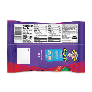 Warheads Cubes - Sour Sweet & Fruity Chewy Candy - Orange, Watermelon, Blue Raspberry, Black Cherry, Strawberry & Green Apple Fl