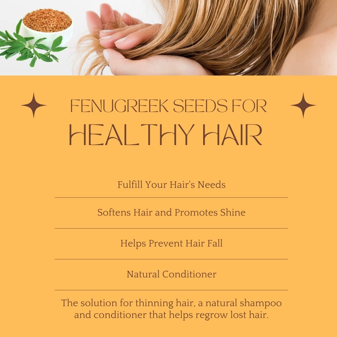 Spicy Organic Fenugreek Seeds - Freshly Packed Methi Seeds - Best Use For Hair & Cooking - 100% Pure Usda Organic - 8 Oz