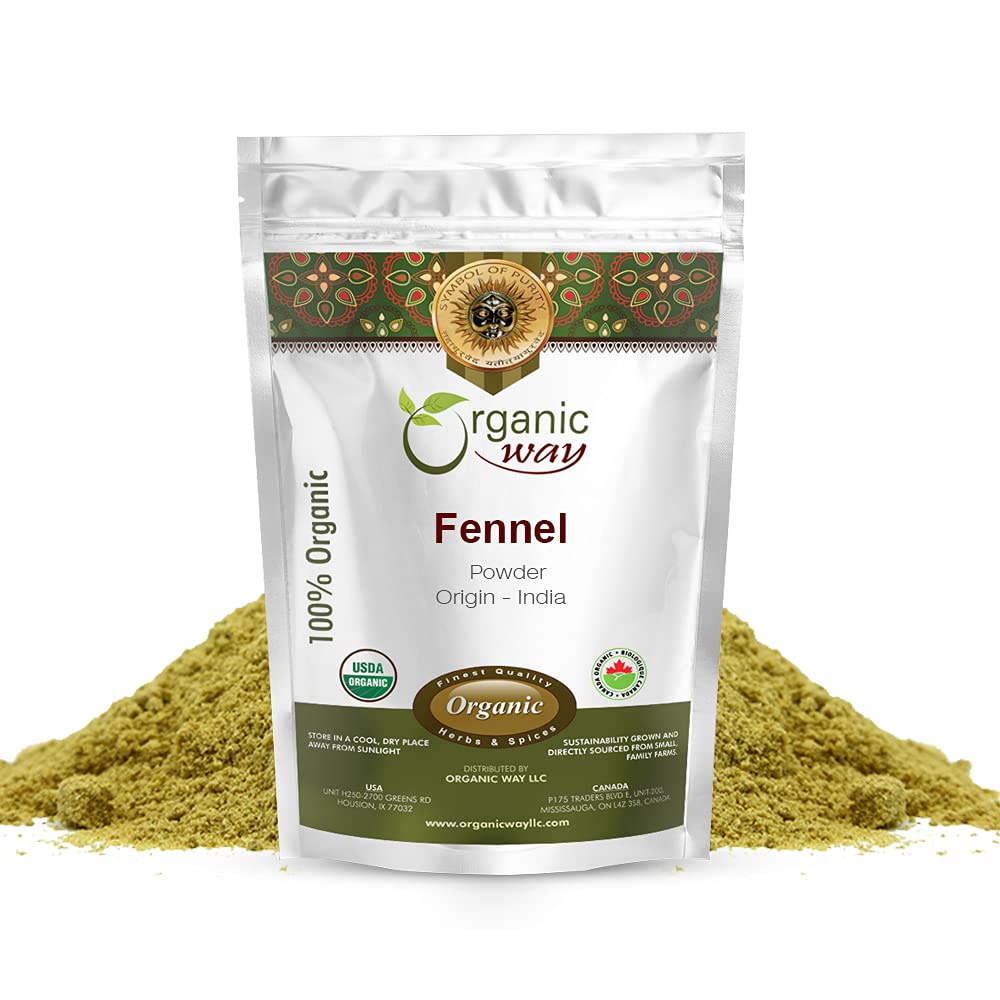 Organic Way Fennel Seed Powder (Foeniculum Vulgare) - Improve Digestion | Organic & Kosher Certified | Raw Vegan Non Gmo & Gluten Free | Usda Certified | Oriflavor Blend - India (1Lbs / 16Oz)
