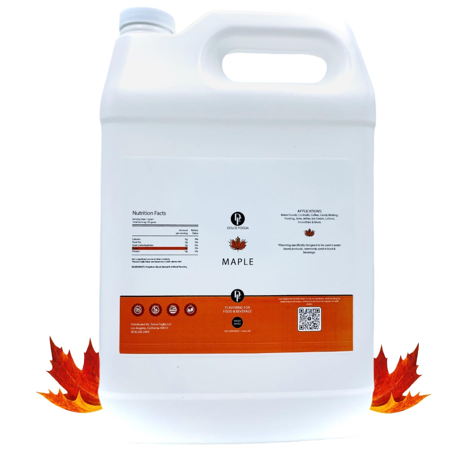 Dolce Flav Maple Extract 1 Gallon - Kosher Sugar-Free Concentrated Rich Maple Flavoring For Baking Coffee & Desserts