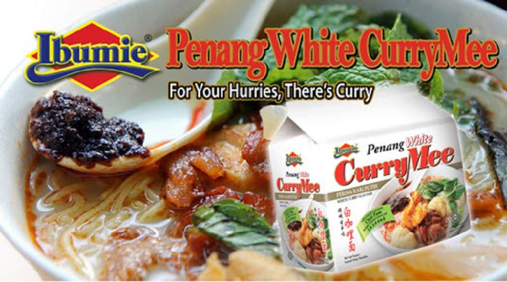 Ibumie Penang White curry Mee White curry Flavour Instant Soup Ramen Noodles 8 Packs x 105g + Free 2 sticks Essenso coffee.
