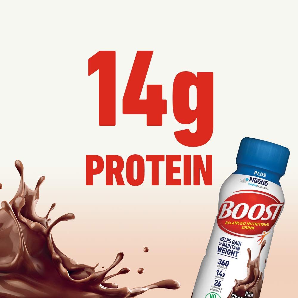 BOOST Complete Nutritional Drink, Rich Chocolate, 8 Fl Oz, Pack of 24, Model 000416792809112