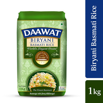 Daawat Biryani Basmati Rice| Worlds Longest Rice Grain Expands 24Mm* | Tasty, Non-Sticky & Rich Aroma |Naturally Aged|1 Kg