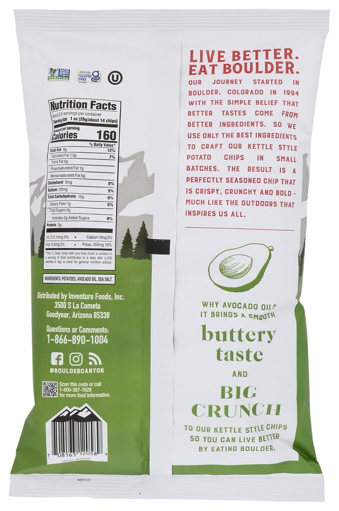 Boulder Canyon Avocado Oil Canyon Cut Potato Chips Sea Salt - 5.25 Oz