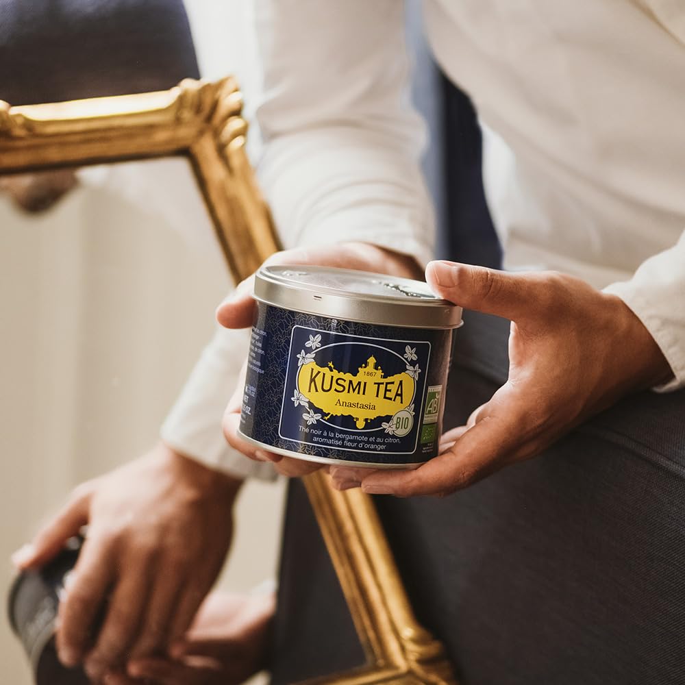Kusmi Tea Anastasia - 3.5 Oz Loose Tea Tin - Organic Black Tea With Bergamot & Lemon - Flavored With Orange Blossom
