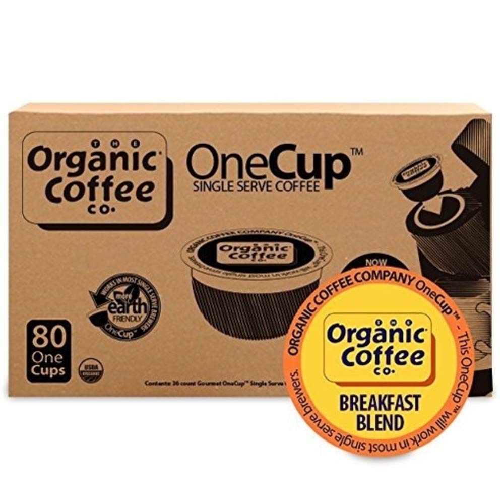 The Organic Coffee Co. Compostable Coffee Pods - Breakfast Blend (80 Ct) K Cup Compatible Including Keurig 2.0, Medium Roast, Us