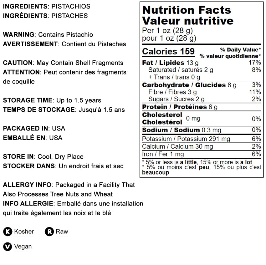 Food To Live No Shell Pistachios, 6 Pounds - Unsalted, Kernels, Sirtfood, Bulk. Pistachios Individual Packs. Wonderful Keto And