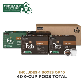 Peet'S Coffee, Dark Roast Keurig Coffee Pods Variety Pack - Major Dickason'S Blend, French Roast, Organic Alma De La Tierra, Hou