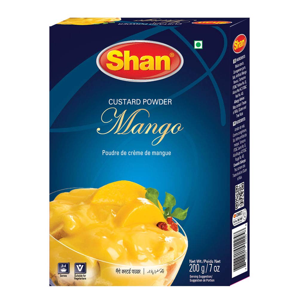 Shan Custard Powder Mango 7 oz (200g) - Poudre de Crme de Mangue - Essential Dessert for any Occasion - Suitable for Vegetarians