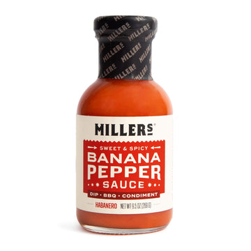 Miller'S Banana Pepper Habanero Hot Sauce, Sweet Spicy Banana Pepper Sauce - Best Use For Grilled Meats, Bbq Rub, Chicken Wing,