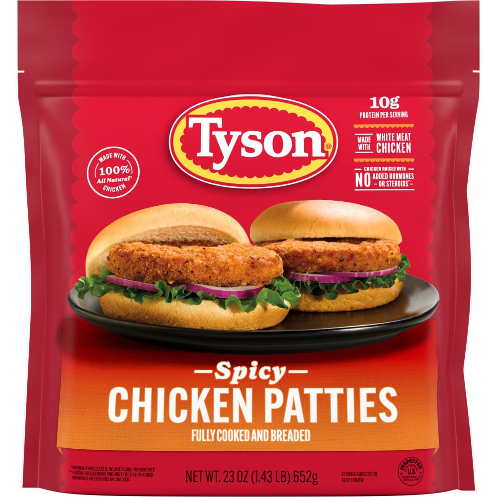 Tyson Fully Cooked Spicy Chicken Patties, 23 Oz. (Frozen)