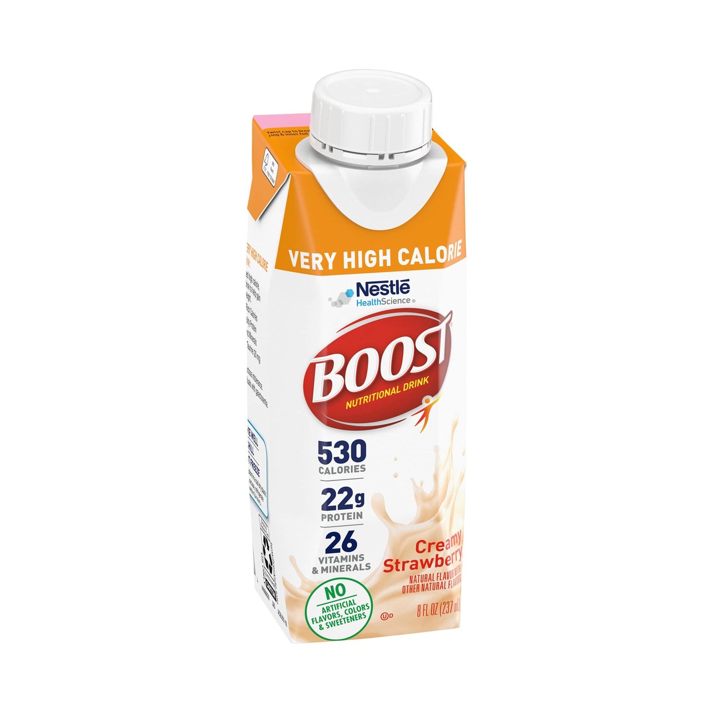 BOOST Very High Calorie Strawberry Nutritional Drink - 22g Protein, 530 Calories, 8 Fl Oz (Pack of 24)