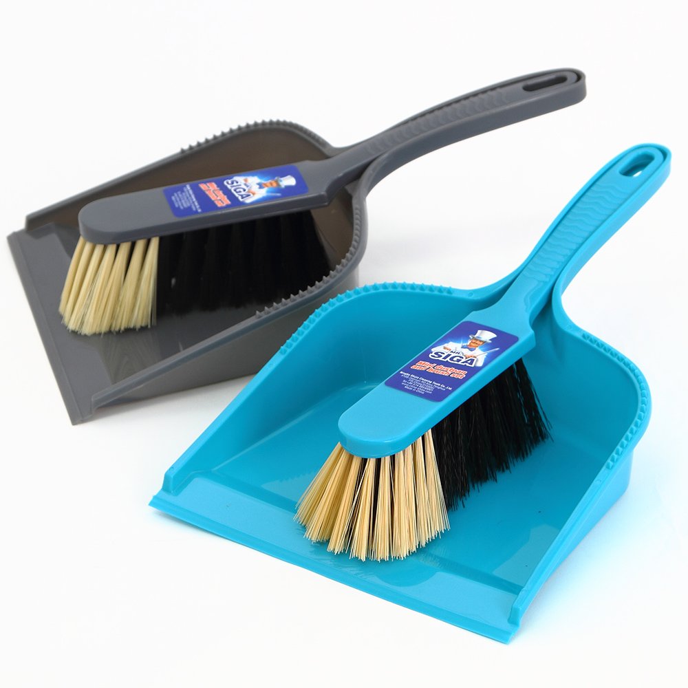 Mr. Siga Dustpan And Brush Set, Pack Of 2 Set, Blue & Grey
