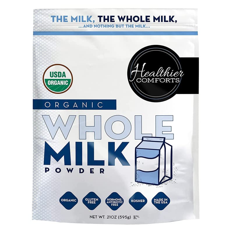 Healthier Comforts Organic Whole Milk Powder | Certified Usda Organic Powdered Milk | Kosher, Gluten Free, Non-Gmo Dry Milk Powd