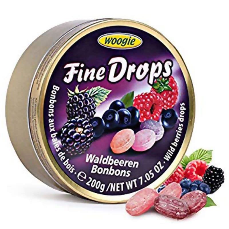 Woogie Refreshing Fine Drops of Wild Berry Candies(Forest Berries Bonbons) in Easy Resealable Round Can For Fresh Breath, Delici