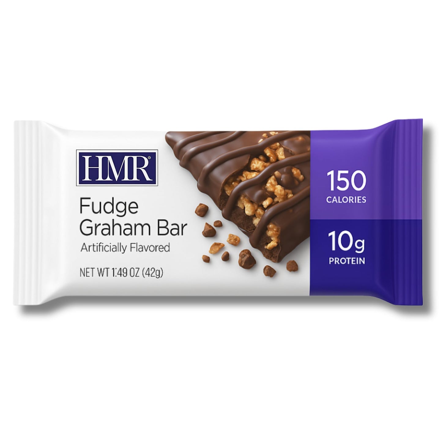 HMR Bar, Fudge Graham Protein Bar | Nutritious Snack to Support Weight Maintenance | Low Calorie Dessert | 10g of Protein | 24 C