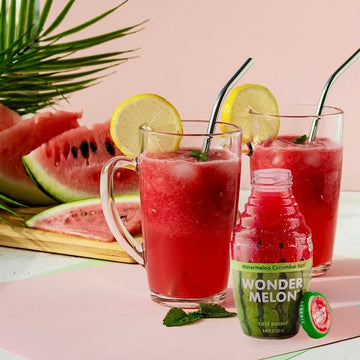 Wonder Melon Organic Watermelon Juice With Cucumber & Basil, 8.45Oz (6 Pack) 100% Juice, Cold Pressed
