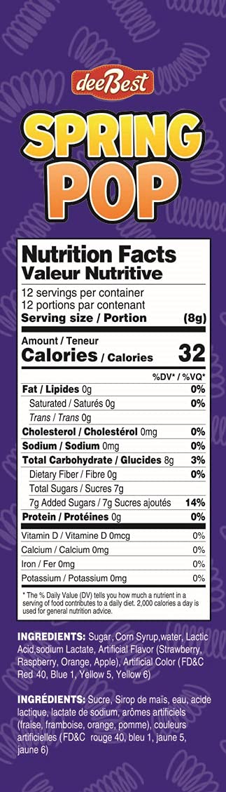 Dee Best Spring Pop Finger Sucker Lollipops - Assorted Fun Flavors, 24 Count (12 Packs of 2), Multicolor