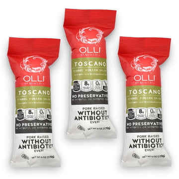 Olli Salumeria, Preservative - Free Salami Chub, Toscano - with Fennel Pollen (6 oz Chub, 3 Pack)