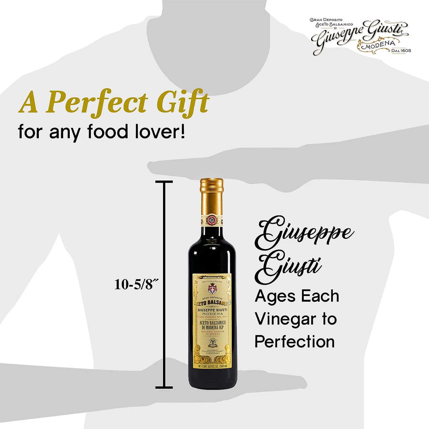 Giusti Balsamic Vinegar Of Modena Igp – Authentic Italian Aceto Balsamico Di Modena Igp, Made In Italy, Perfect For Marinades, Vinaigrettes & Sauces – 16.9 Fl Oz (500 Ml) - Pack Of 2