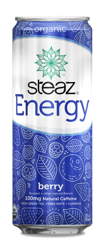 Steaz Organic Energy Drink, Berry, 12 Fl Oz (Pack Of 12), 144 Fl Oz